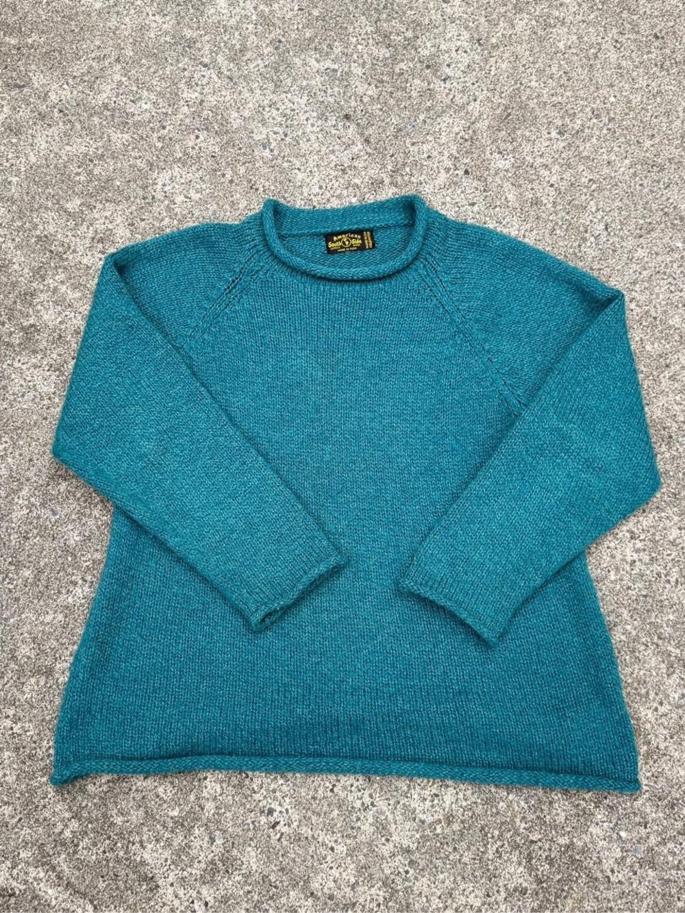 Elegant & cozy alpaca & wool Teal Women's roll neck Sweater very light weight